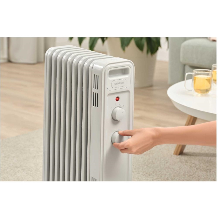 Sencor - eļļas radiators ar 9 ribām, 800/1200/2000 W, 230 V, balts