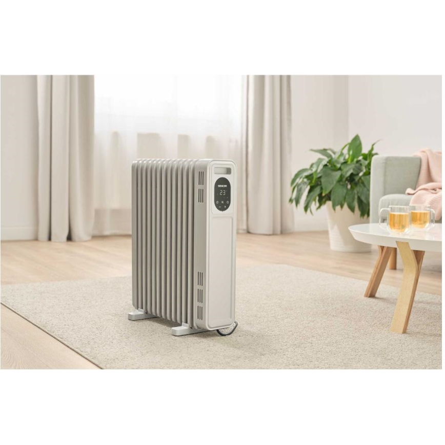 Sencor - Eļļas radiators ar 13 ribām 1000/2500W/230V balts + ar tālvadības pulti