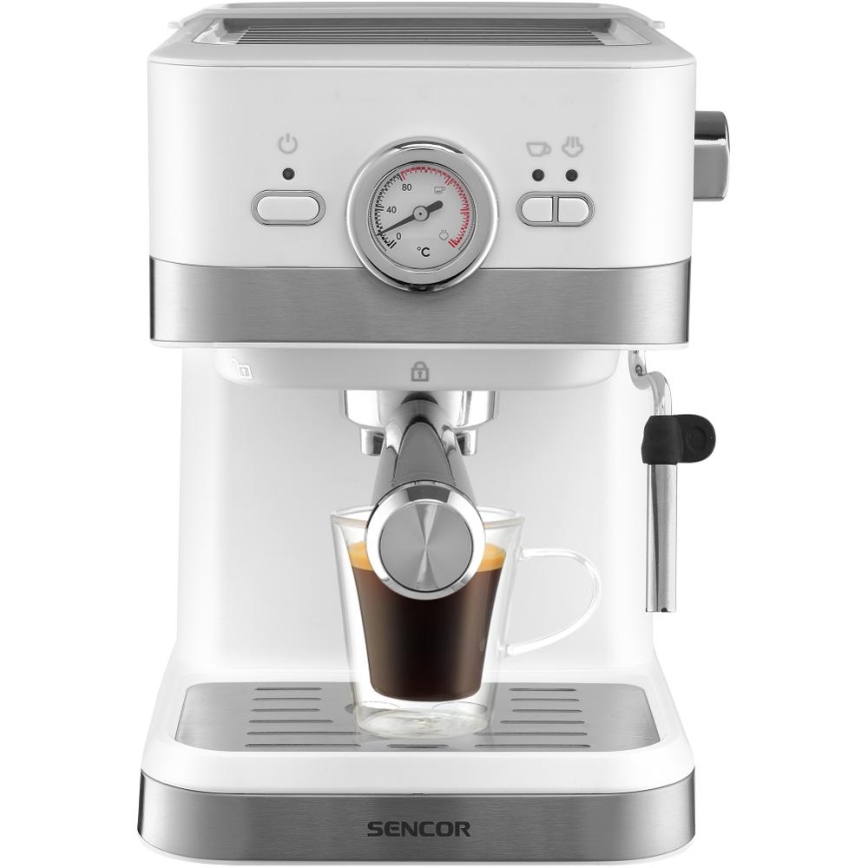 Sencor - Espresso kafijas automāts ar sviru 1050W/230V balts/matēts hroms