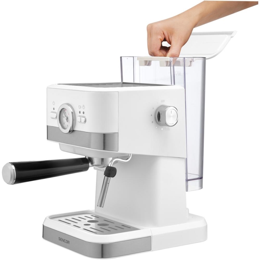 Sencor - Espresso kafijas automāts ar sviru 1050W/230V balts/matēts hroms