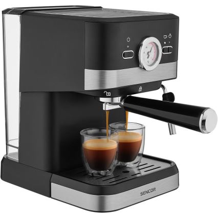 Sencor - Espresso kafijas automāts ar sviru 1050W/230V melns/matēts hroms