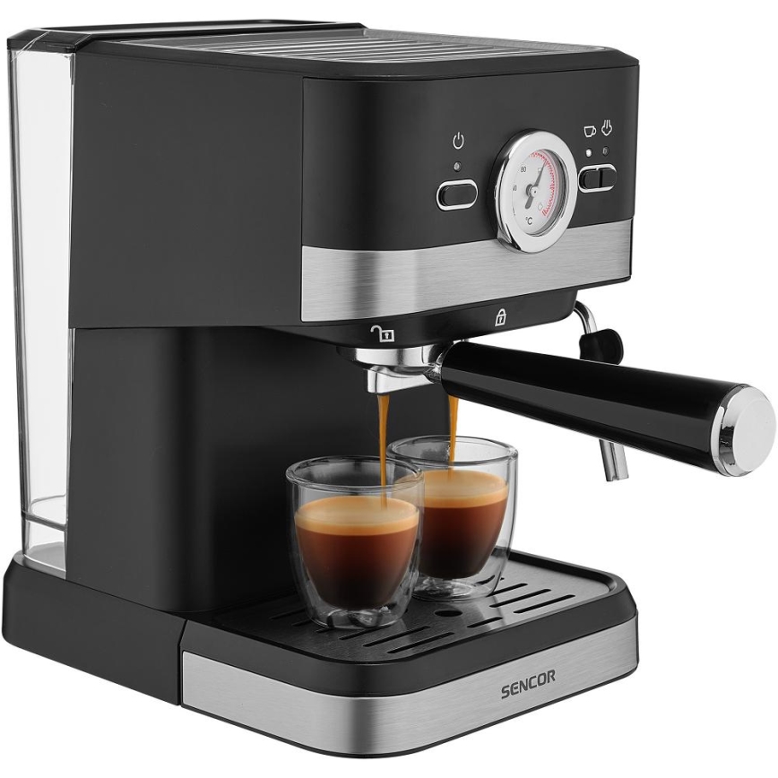 Sencor - Espresso kafijas automāts ar sviru 1050W/230V melns/matēts hroms