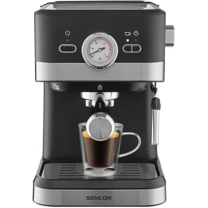 Sencor - Espresso kafijas automāts ar sviru 1050W/230V melns/matēts hroms