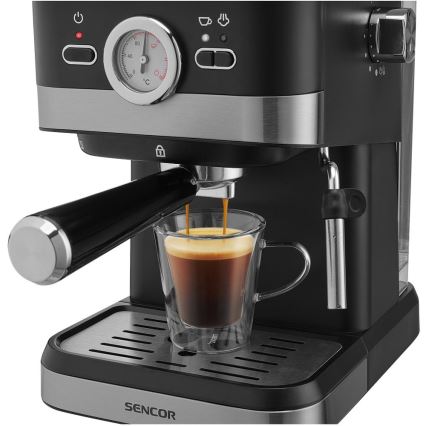 Sencor - Espresso kafijas automāts ar sviru 1050W/230V melns/matēts hroms