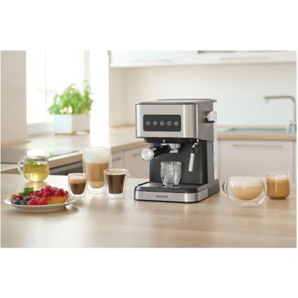 Sencor - Espresso kafijas automāts ar portafiltru 1050W/230V melns/matēts hroms