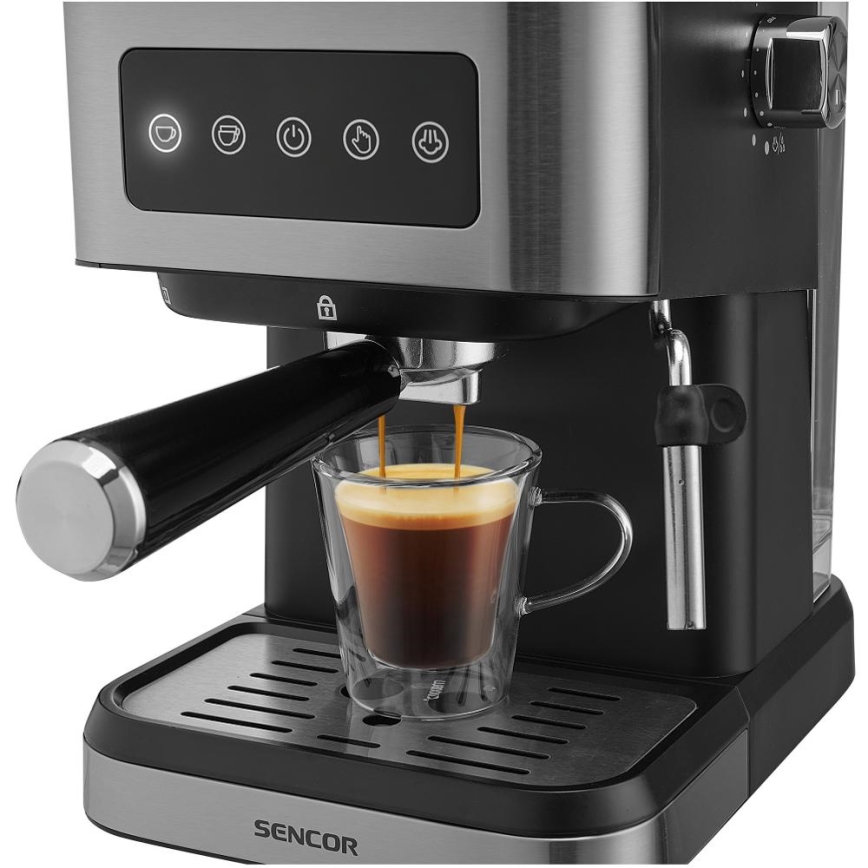 Sencor - Espresso kafijas automāts ar portafiltru 1050W/230V melns/matēts hroms