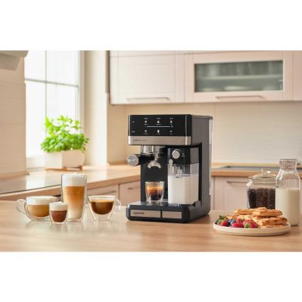 Sencor - Espresso kafijas automāts ar portafiltru 1350W/230V melns/matēts hroms