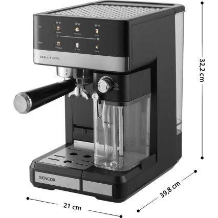 Sencor - Espresso kafijas automāts ar portafiltru 1350W/230V melns/matēts hroms