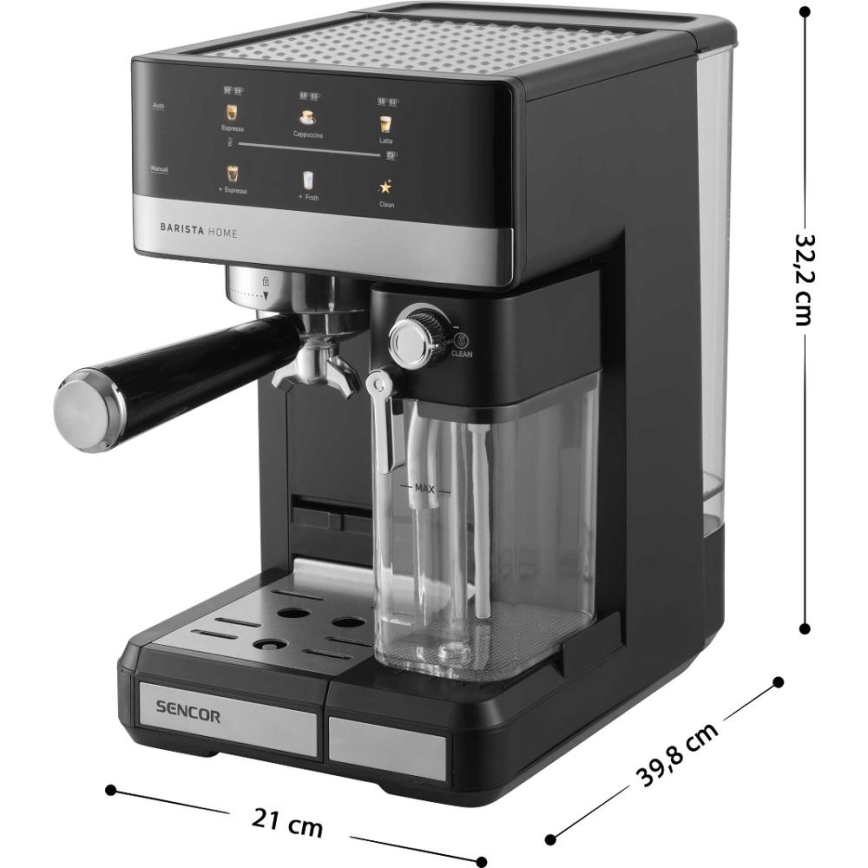Sencor - Espresso kafijas automāts ar portafiltru 1350W/230V melns/matēts hroms