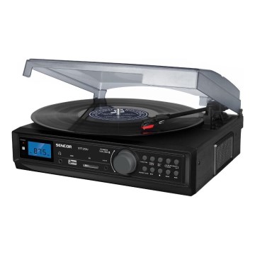 Sencor - Gramofons ar USB/SD/FM 8W/230V + tālvadības pults