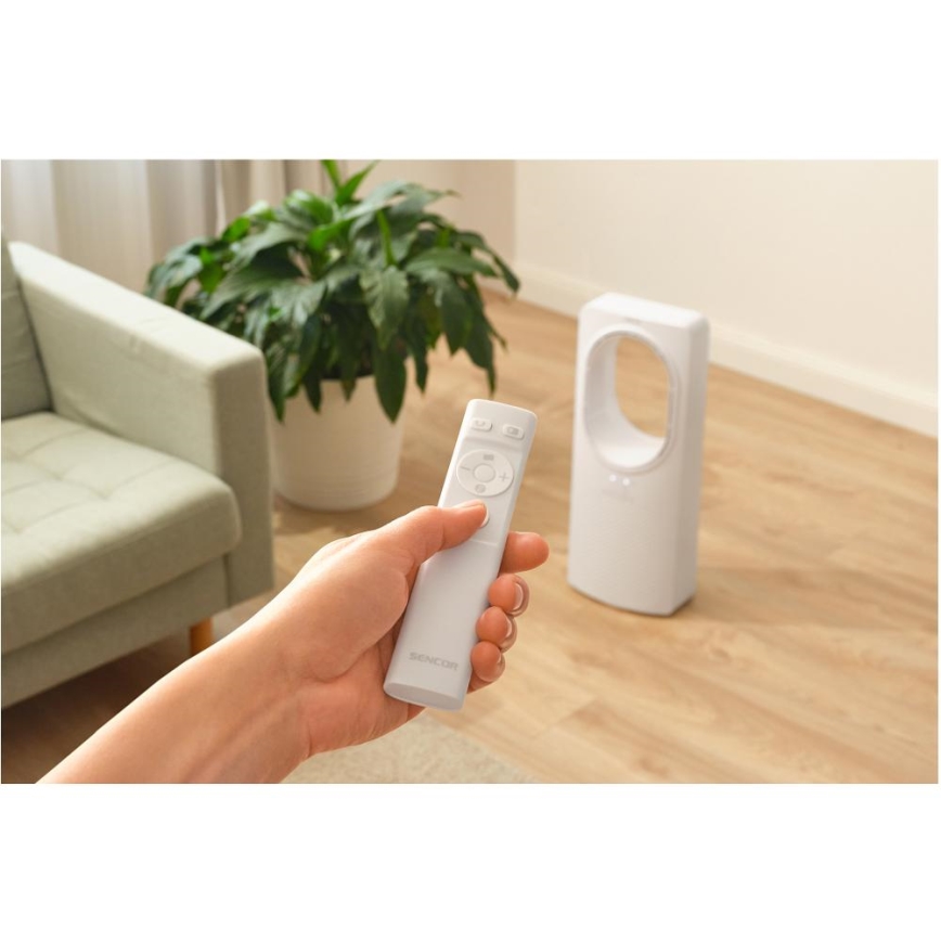 Sencor - Grīdas ventilators bez lāpstiņām 50W/230V balta + tālvadības pults