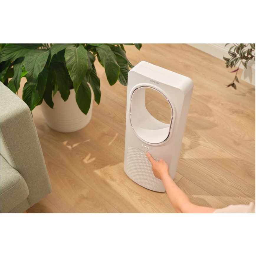 Sencor - Grīdas ventilators bez lāpstiņām 50W/230V balta + tālvadības pults