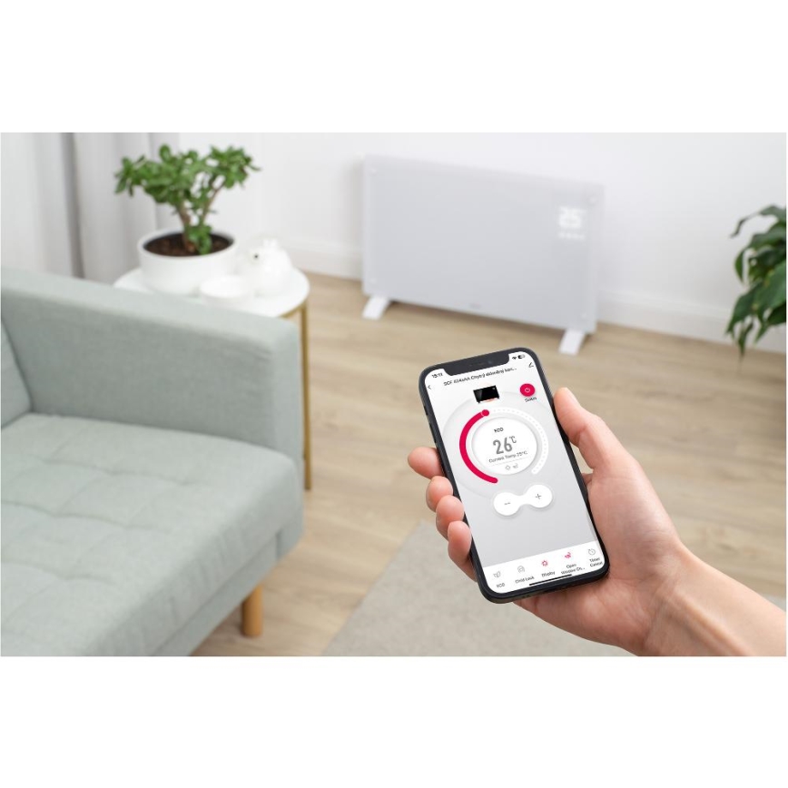 Sencor - Viedais elektriskais tiešsildītājs/konvektors 2000W/230V IP24 Wi-Fi balts + tālvadība