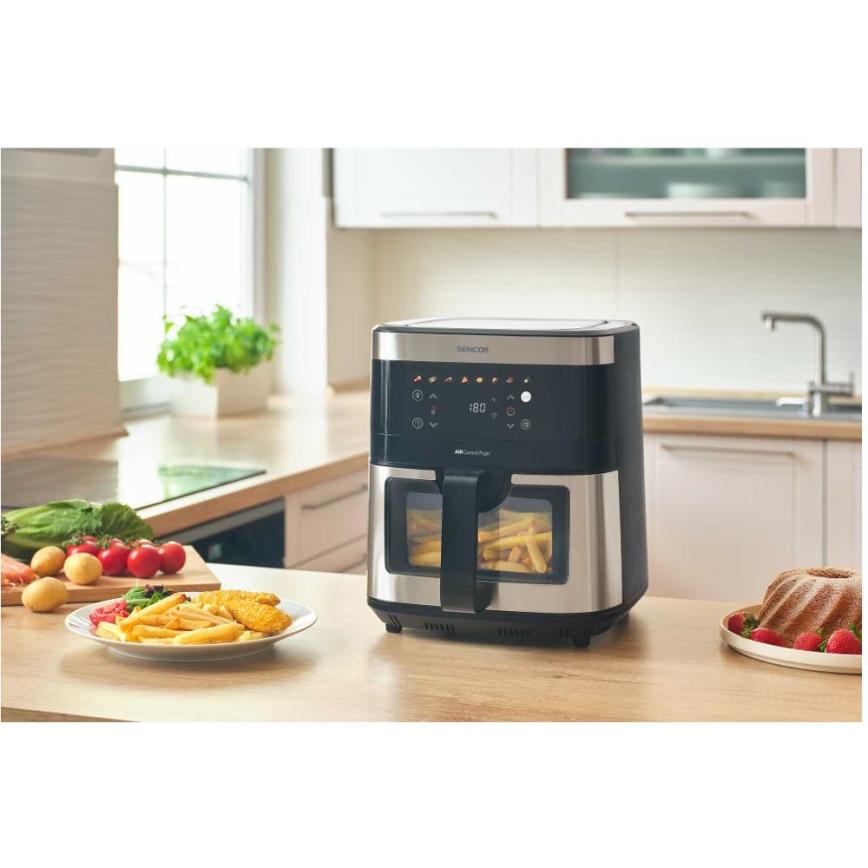 Sencor - Karstā gaisa fritieris 9 l 1700W/230V melns/matēts hroms