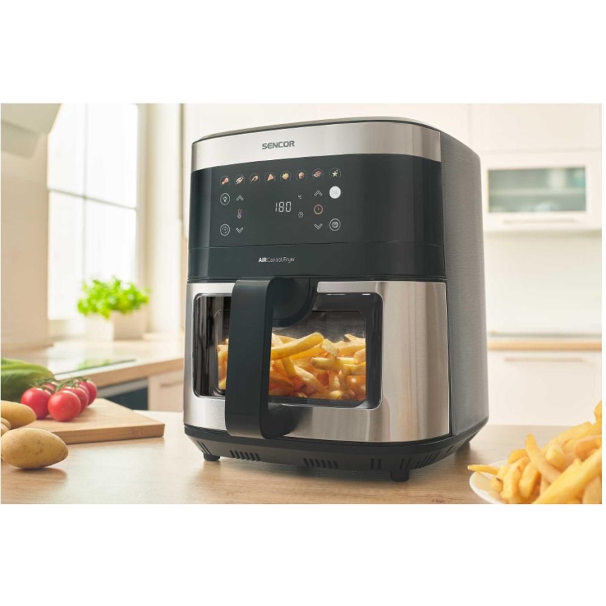 Sencor - Karstā gaisa fritieris 9 l 1700W/230V melns/matēts hroms