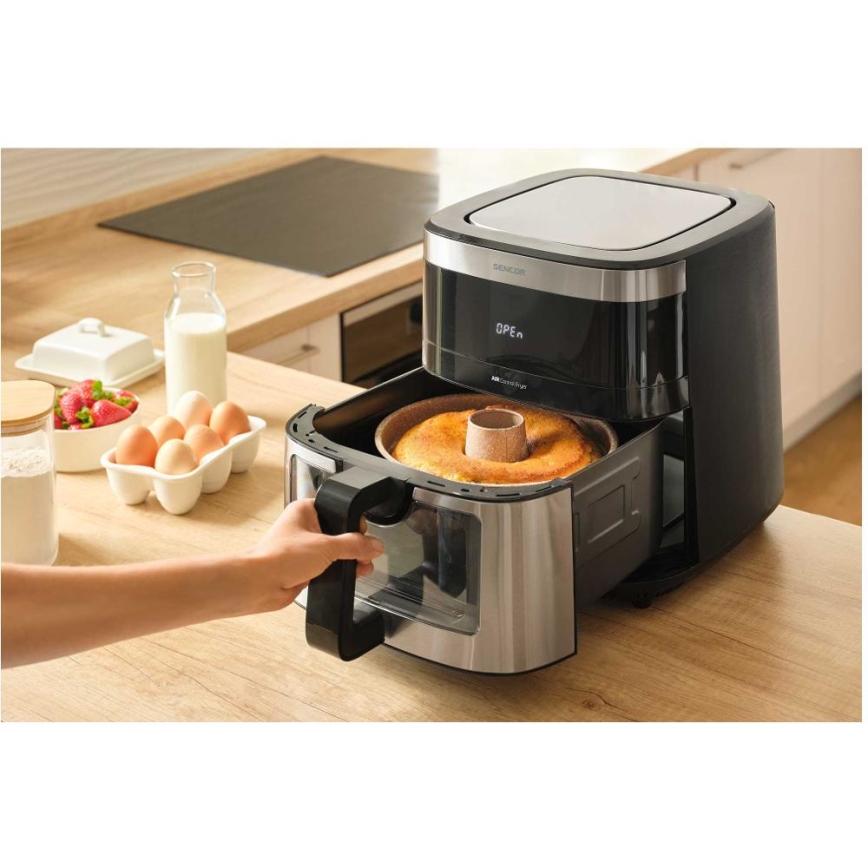 Sencor - Karstā gaisa fritieris 9 l 1700W/230V melns/matēts hroms