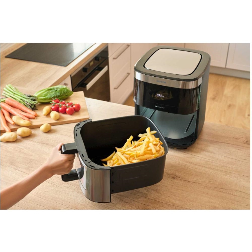 Sencor - Karstā gaisa fritieris 9 l 1700W/230V melns/matēts hroms
