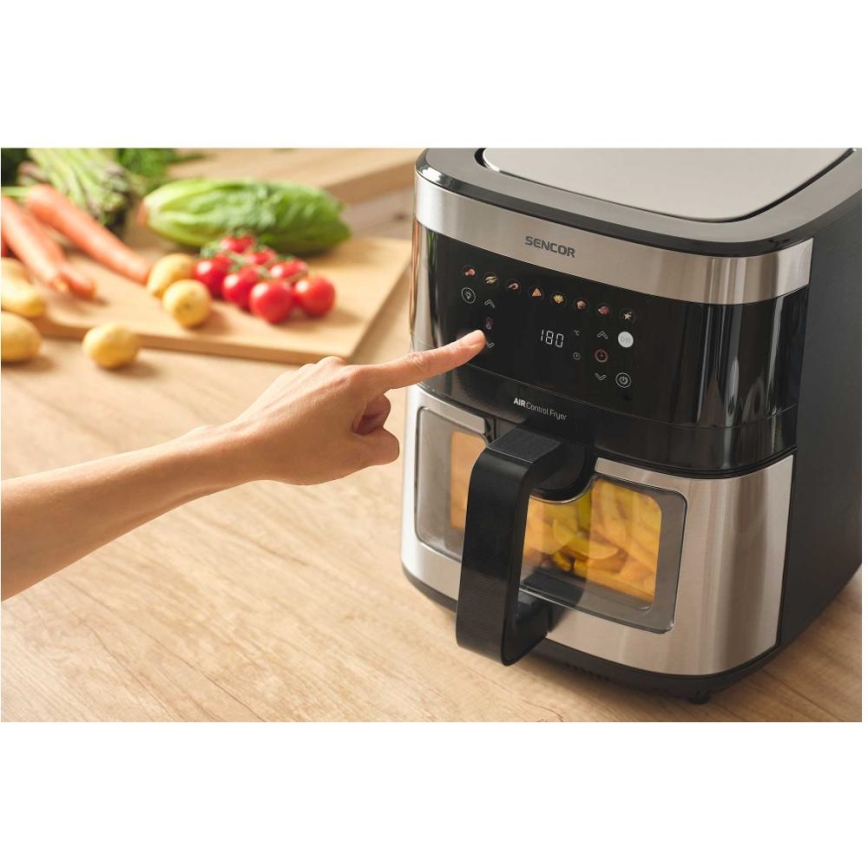 Sencor - Karstā gaisa fritieris 9 l 1700W/230V melns/matēts hroms