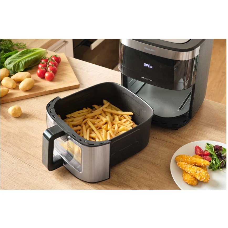 Sencor - Karstā gaisa fritieris 9 l 1700W/230V melns/matēts hroms