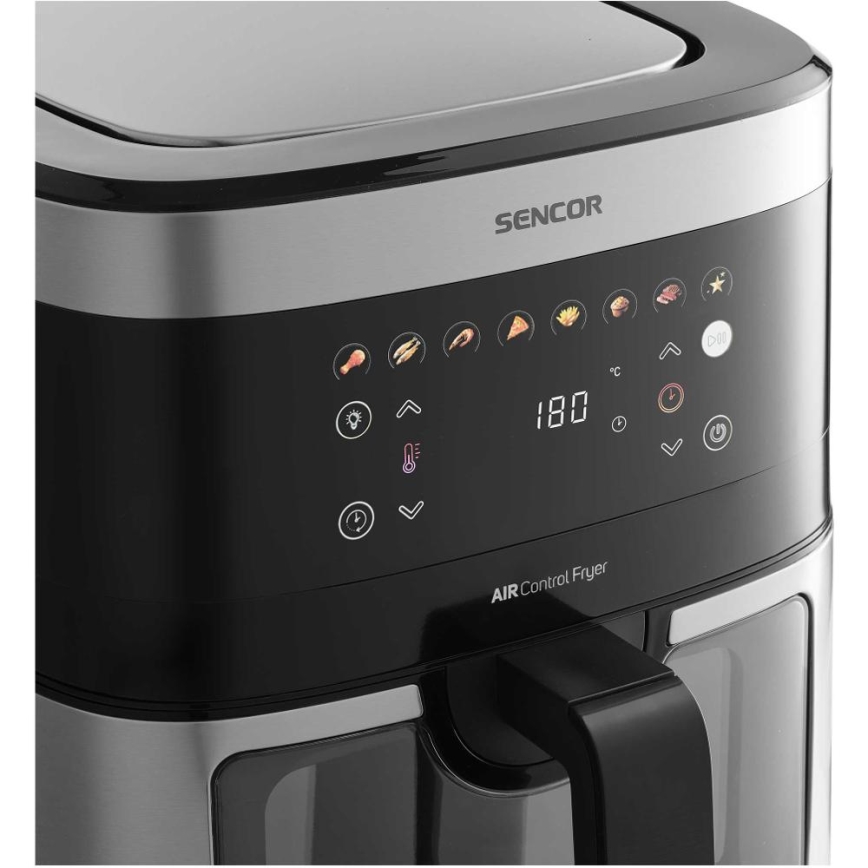 Sencor - Karstā gaisa fritieris 9 l 1700W/230V melns/matēts hroms