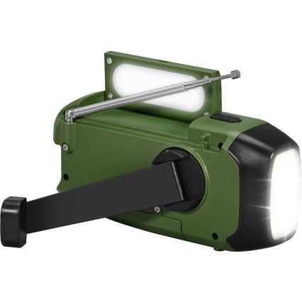 Sencor - Kempinga radio ar saules paneli un LED lukturi 5V/2000 mAh IPX4 zaļa