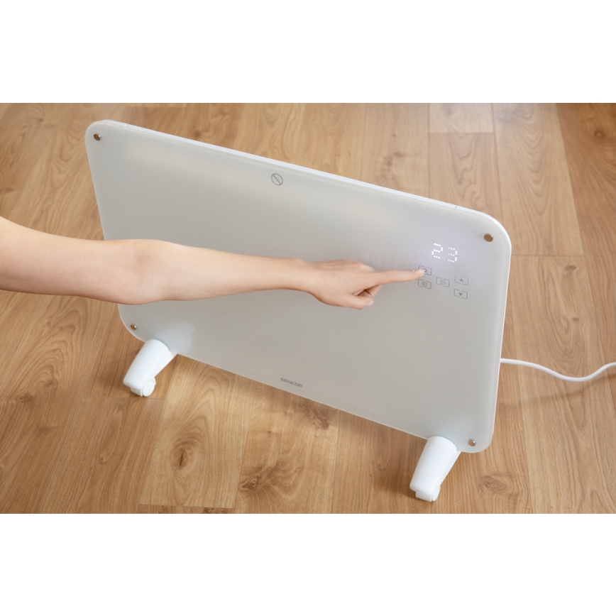 Sencor - Konvekcijas sildītājs ar LCD ekrānu 750W/1500W/230V Wi-Fi Tuya IP24 balts + tālvadības pults
