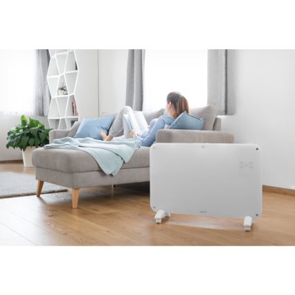 Sencor - Konvekcijas sildītājs ar LCD ekrānu 750W/1500W/230V Wi-Fi Tuya IP24 balts + tālvadības pults