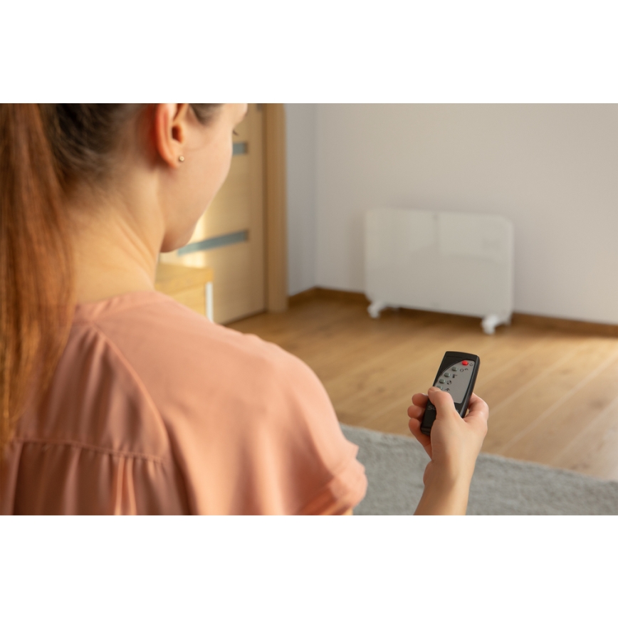 Sencor - Konvekcijas sildītājs ar LCD ekrānu 750W/1500W/230V Wi-Fi Tuya IP24 balts + tālvadības pults