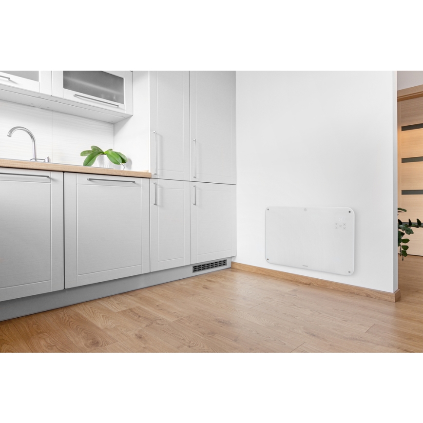 Sencor - Konvekcijas sildītājs ar LCD ekrānu 750W/1500W/230V Wi-Fi Tuya IP24 balts + tālvadības pults