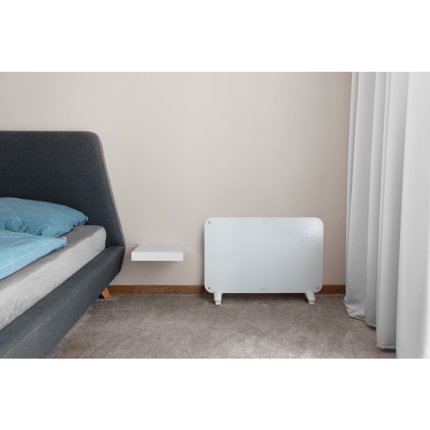 Sencor - Konvekcijas sildītājs ar LCD ekrānu 750W/1500W/230V Wi-Fi Tuya IP24 balts + tālvadības pults