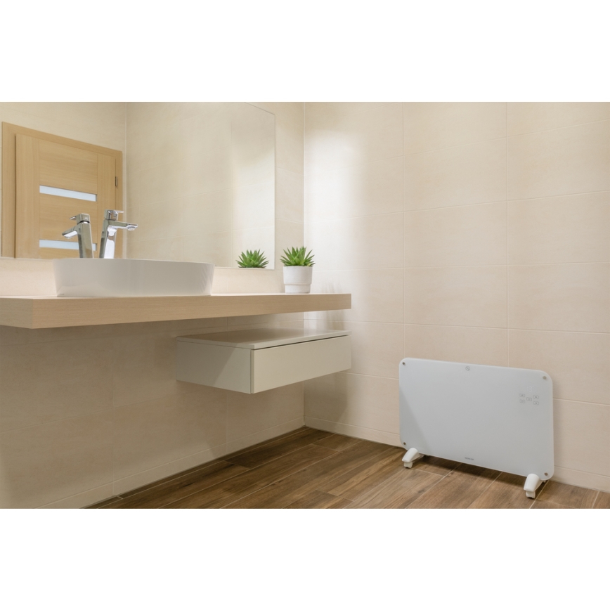 Sencor - Konvekcijas sildītājs ar LCD ekrānu 750W/1500W/230V Wi-Fi Tuya IP24 balts + tālvadības pults