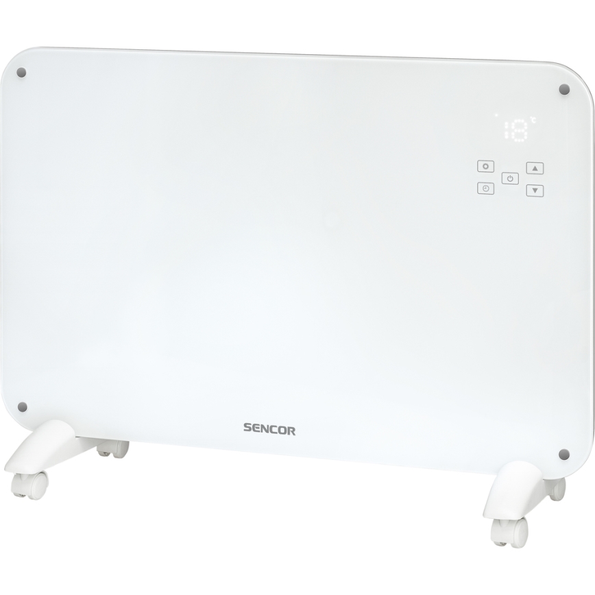 Sencor - Konvekcijas sildītājs ar LCD ekrānu 750W/1500W/230V Wi-Fi Tuya IP24 balts + tālvadības pults