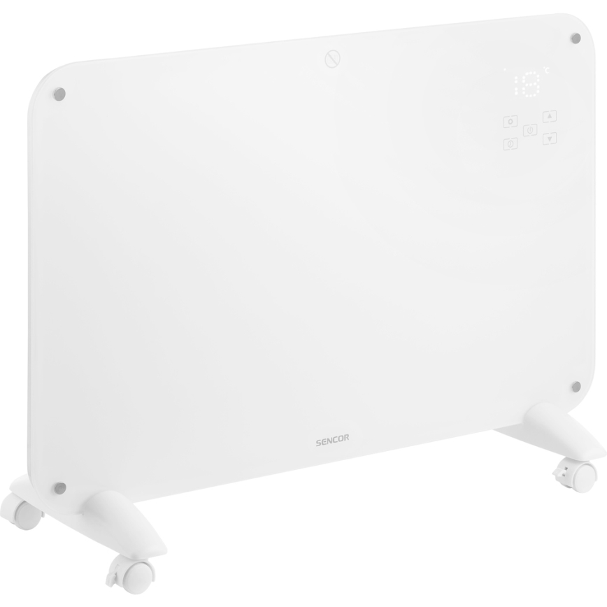 Sencor - Konvekcijas sildītājs ar LCD ekrānu 750W/1500W/230V Wi-Fi Tuya IP24 balts + tālvadības pults