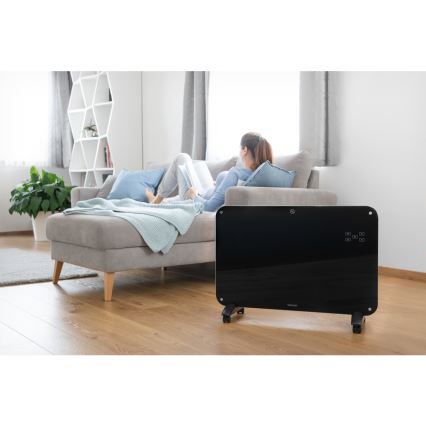 Sencor - Konvekcijas sildītājs ar LCD ekrānu 750W/1500W/230V Wi-Fi Tuya IP24 melns + tālvadības pults