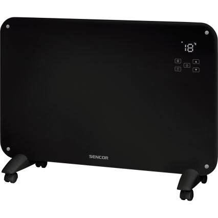 Sencor - Konvekcijas sildītājs ar LCD ekrānu 750W/1500W/230V Wi-Fi Tuya IP24 melns + tālvadības pults