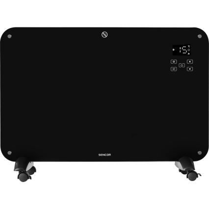 Sencor - Konvekcijas sildītājs ar LCD ekrānu 750W/1500W/230V Wi-Fi Tuya IP24 melns + tālvadības pults