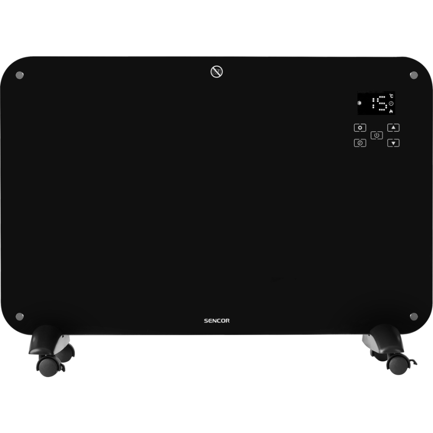 Sencor - Konvekcijas sildītājs ar LCD ekrānu 750W/1500W/230V Wi-Fi Tuya IP24 melns + tālvadības pults