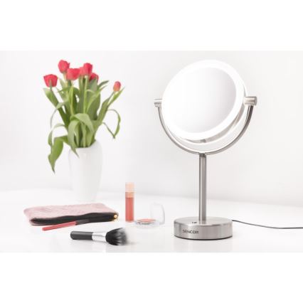 Sencor - Kosmētiskais spogulis ar LED apgaismojumu LED/5W/230V nerūsējošs tērauds