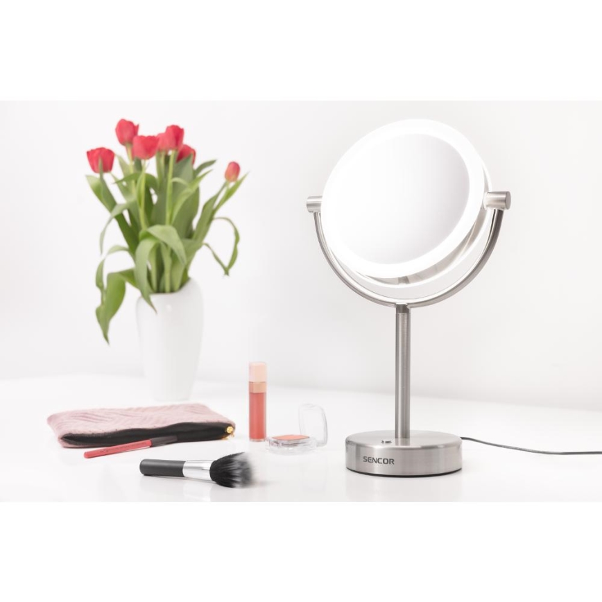 Sencor - Kosmētiskais spogulis ar LED apgaismojumu LED/5W/230V nerūsējošs tērauds