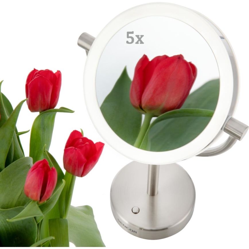 Sencor - Kosmētiskais spogulis ar LED apgaismojumu LED/5W/230V nerūsējošs tērauds