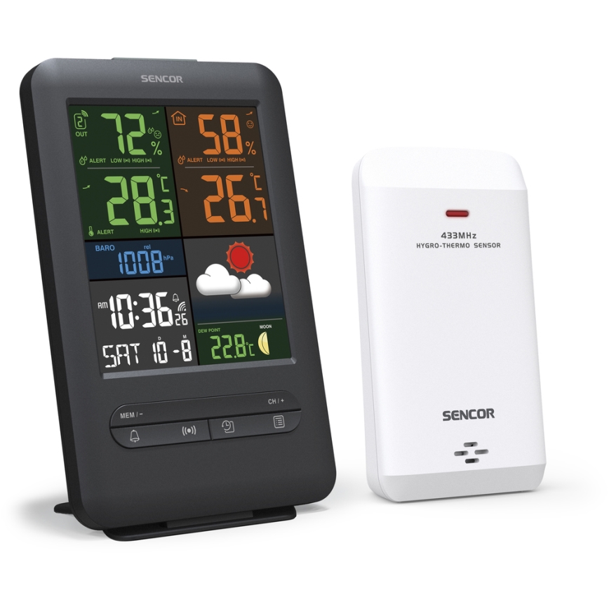 Sencor - Laika stacijas ar LCD krāsainu ekrānu 5V/1xCR2032