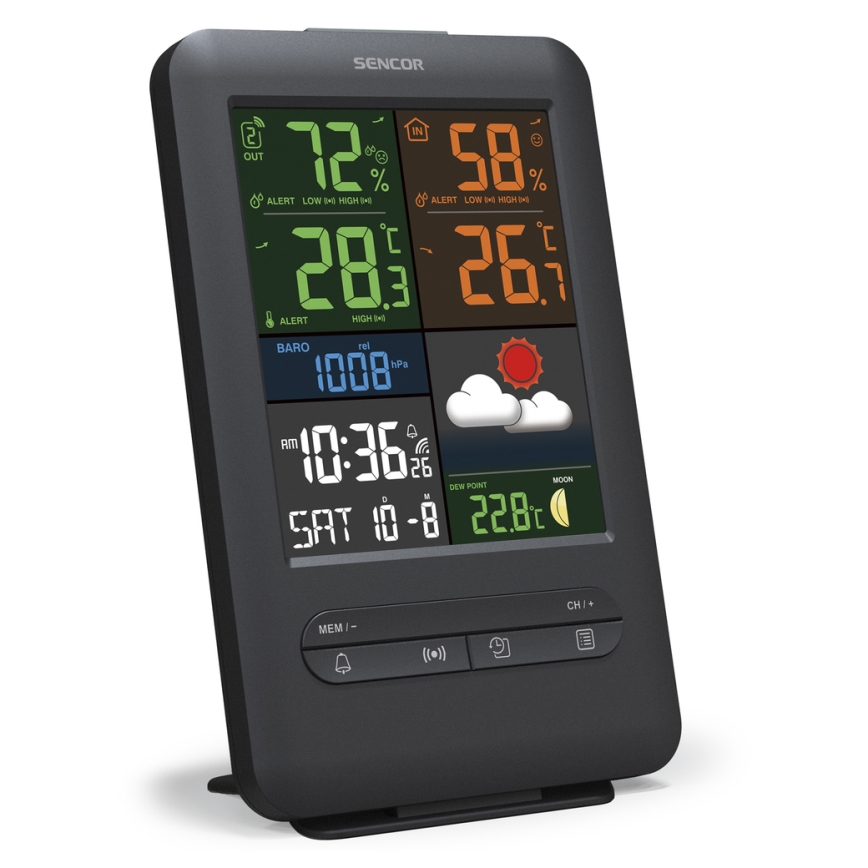 Sencor - Laika stacijas ar LCD krāsainu ekrānu 5V/1xCR2032