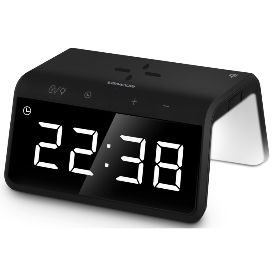 Sencor - LED RGB Modinātāja pulkstenis ar bezvadu lādētāju 10W/1xCR2032
