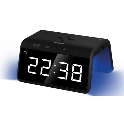 Sencor - LED RGB Modinātāja pulkstenis ar bezvadu lādētāju 10W/1xCR2032