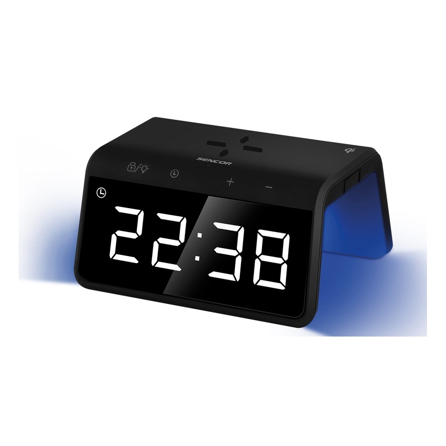 Sencor - LED RGB Modinātāja pulkstenis ar bezvadu lādētāju 10W/1xCR2032