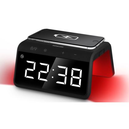Sencor - LED RGB Modinātāja pulkstenis ar bezvadu lādētāju 10W/1xCR2032