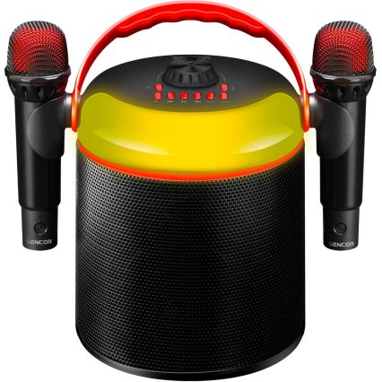 Sencor - LED Skaļrunis ar bezvadu mikrofoniem 4000 mAh + 2x 1200 mAh