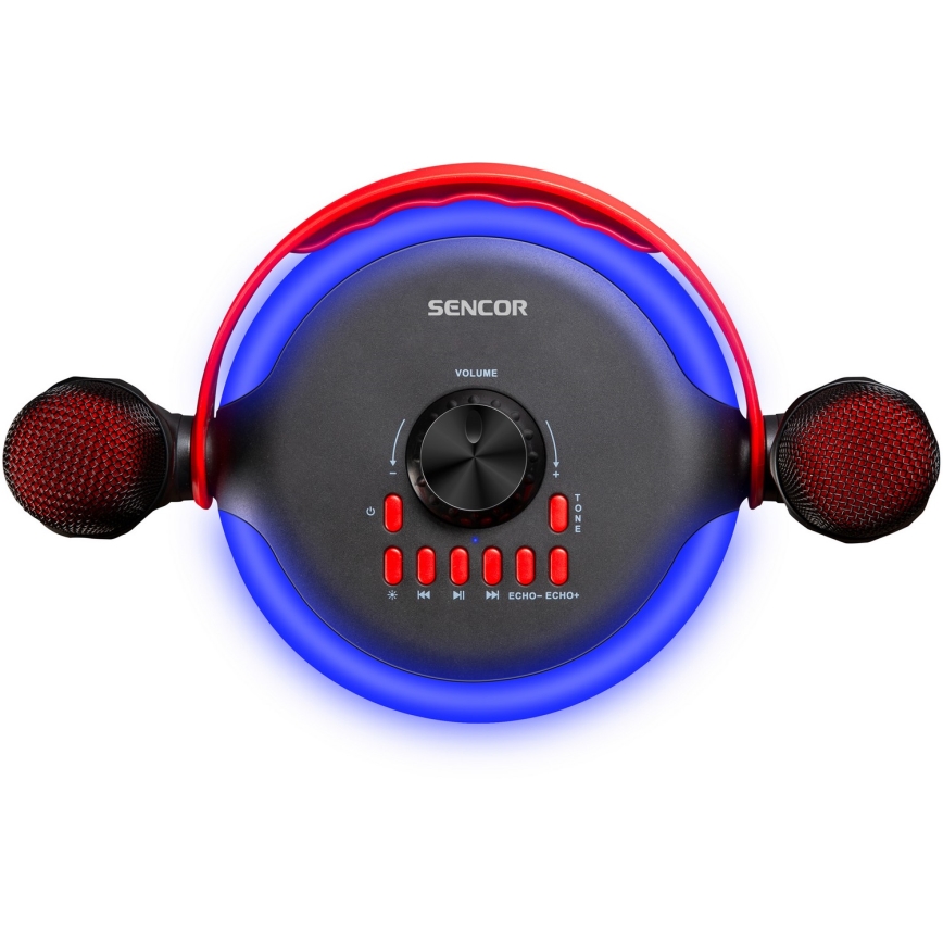 Sencor - LED Skaļrunis ar bezvadu mikrofoniem 4000 mAh + 2x 1200 mAh