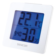 Sencor - Meteoroloģiskā stacija ar LCD displeju un modinātāju 1xAA balts
