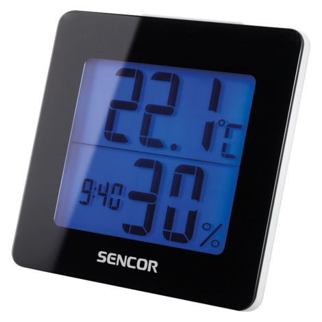 Sencor - Meteoroloģiskā stacija ar LCD displeju un modinātāju 1xAA melns